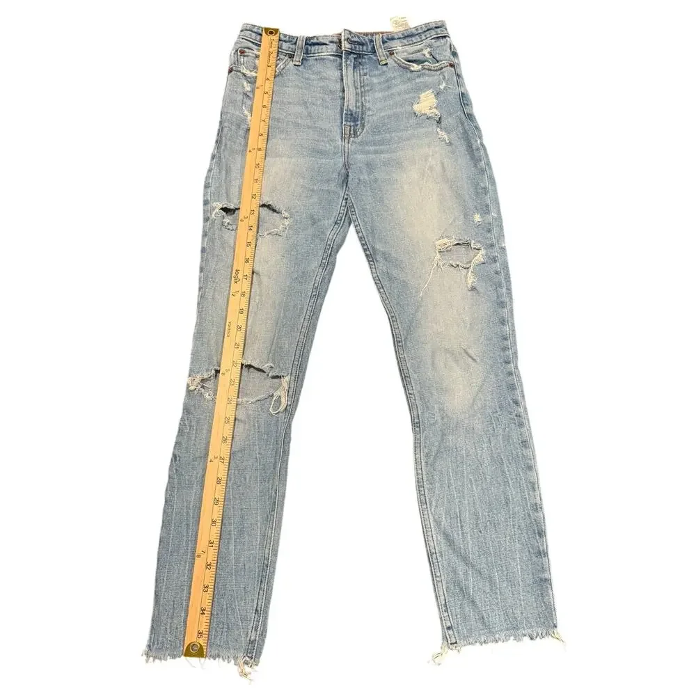 Abercrombie & Fitch Women's Simone High Rise Slim Distressed Blue Jeans SZ 27/4R